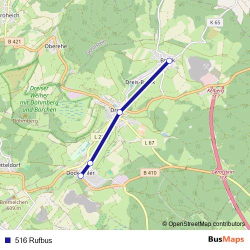 516 Rufbus bus Line Map