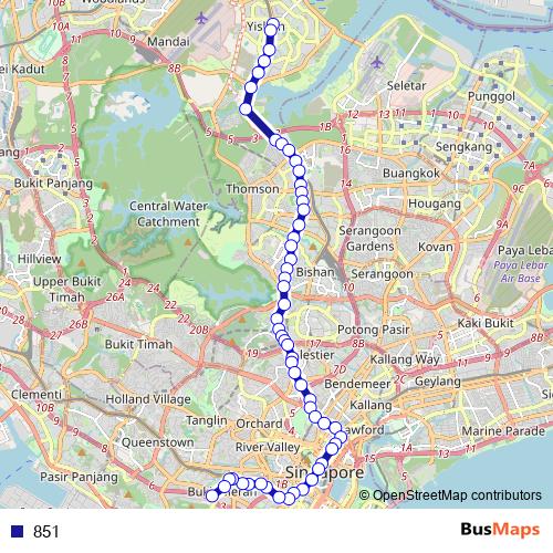 851 bus Line Map