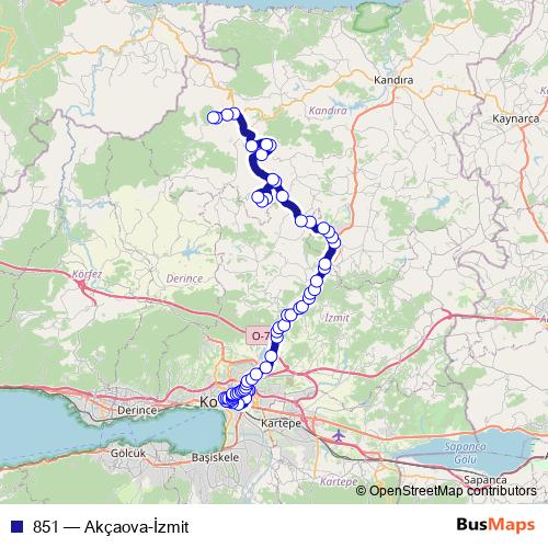 851 bus Line Map