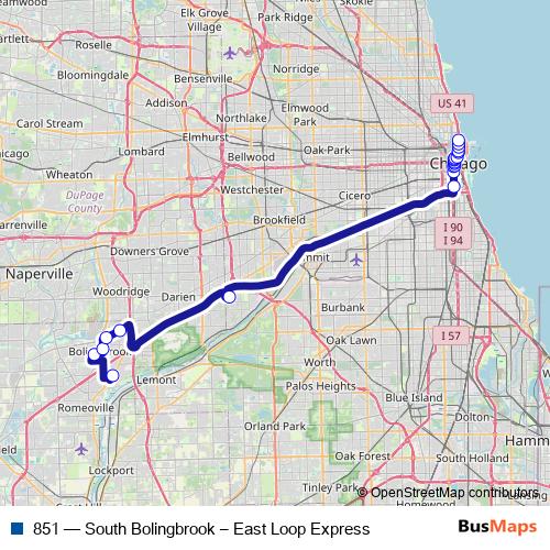 851 bus Line Map