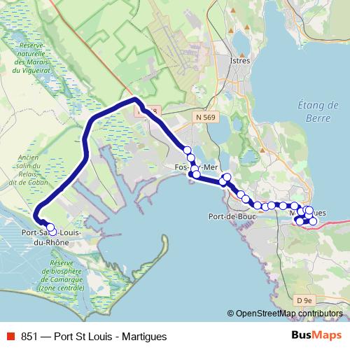 851 bus Line Map