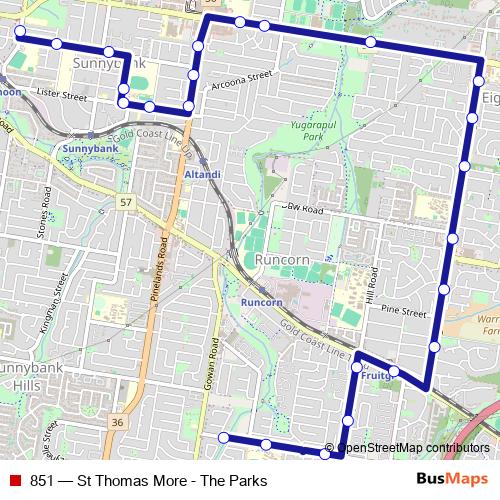 851 bus Line Map