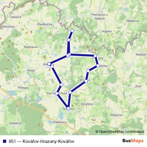 851 bus Line Map