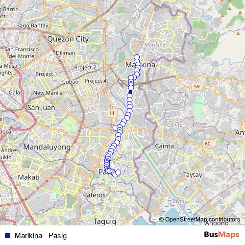 Marikina - Pasig bus Line Map