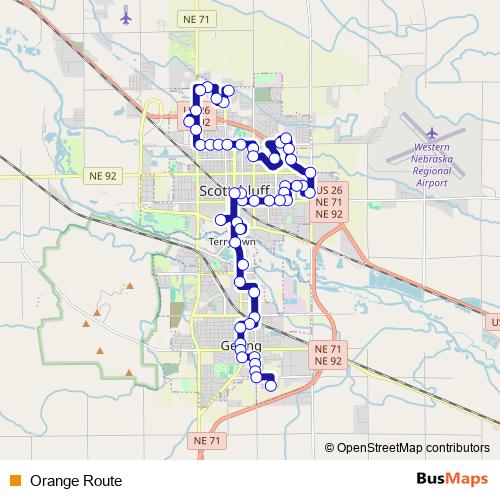 Orange Route bus Line Map