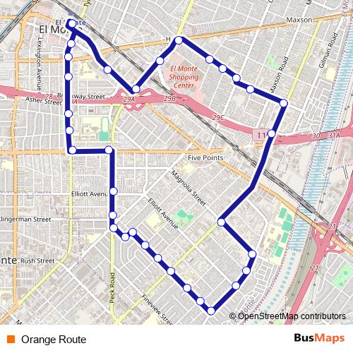 Orange Route bus Line Map