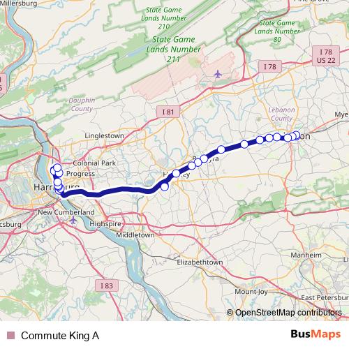Commute King A bus Line Map