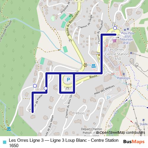 Les Orres Ligne 3 bus Line Map