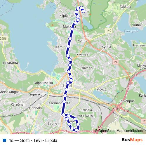 1s bus Line Map