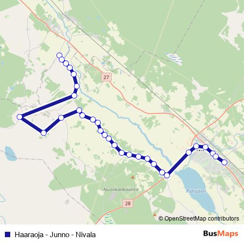 Haaraoja - Junno - Nivala bus Line Map