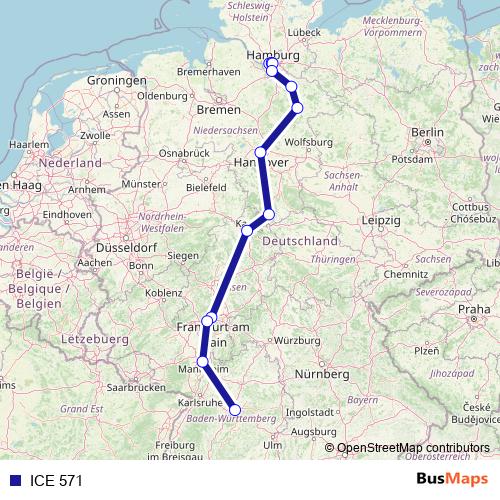 ICE 571 rail Line Map