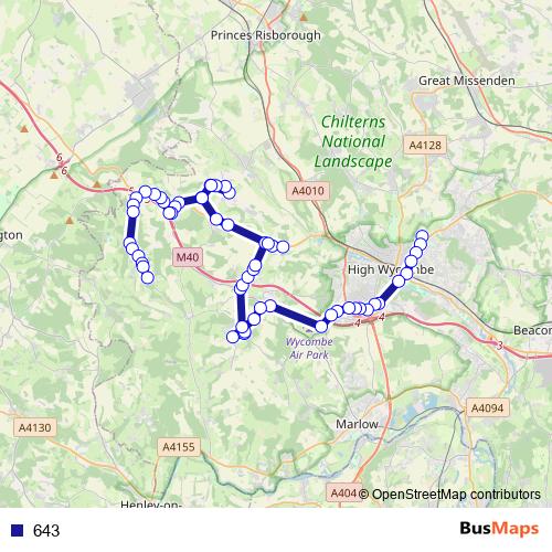 643 bus Line Map