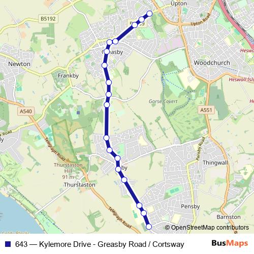 643 bus Line Map