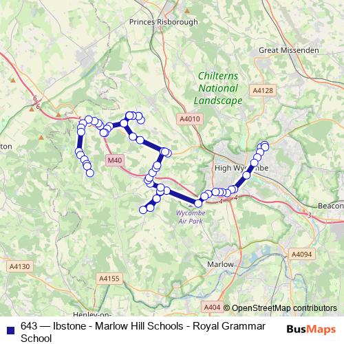 643 bus Line Map
