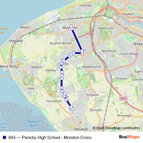 643 bus Line Map