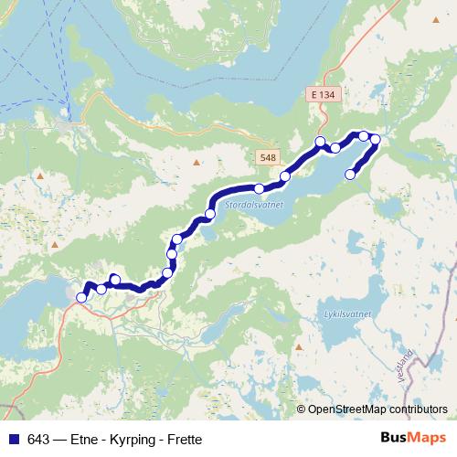 643 bus Line Map