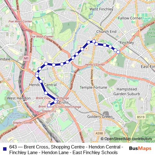 643 bus Line Map
