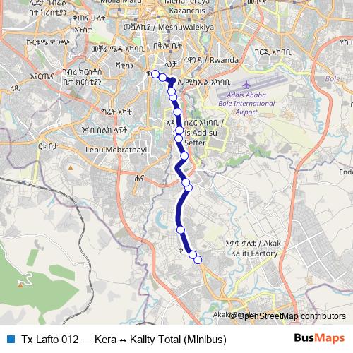 Tx Lafto 012 bus Line Map