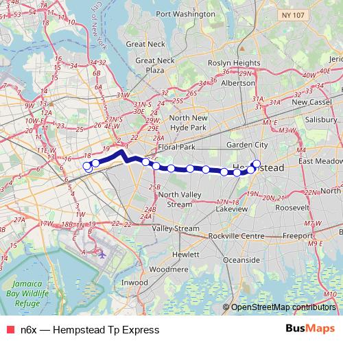 n6x bus Line Map