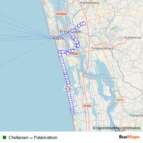 Chellanam ↔ Palarivattom bus Line Map