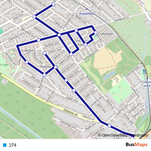 274 bus Line Map