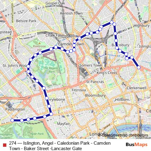 274 bus Line Map