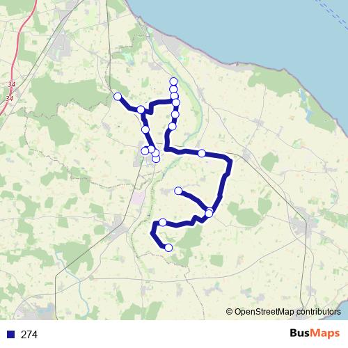 274 bus Line Map