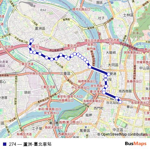 274 bus Line Map
