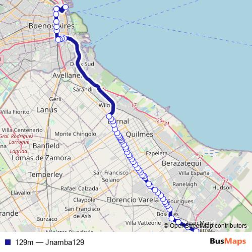 129m bus Line Map