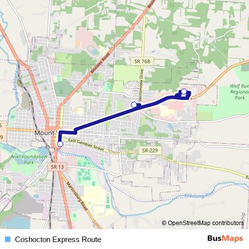 Coshocton Express Route bus Line Map