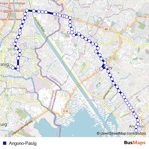 Angono-Pasig bus Line Map