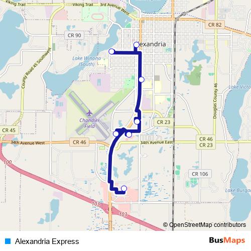 Alexandria Express bus Line Map