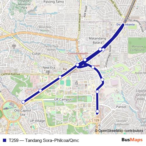 T259 bus Line Map