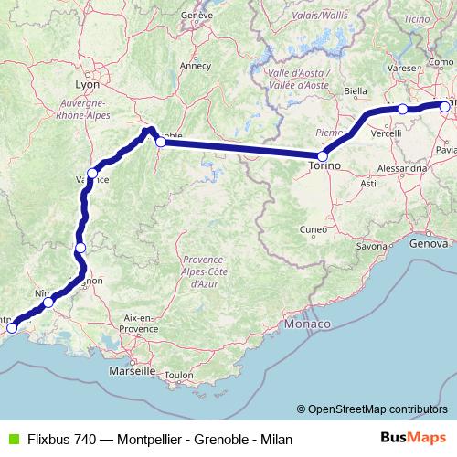 Flixbus 740 bus Line Map