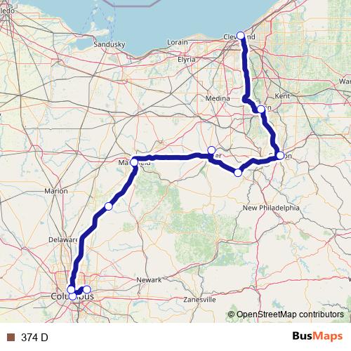 374 D bus Line Map
