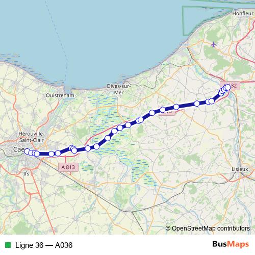 Ligne 36 bus Line Map