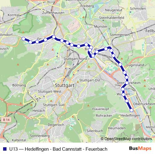 U13 tram Line Map