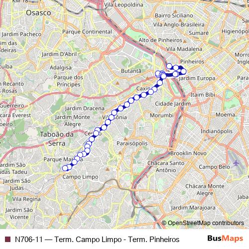 N706-11 bus Line Map