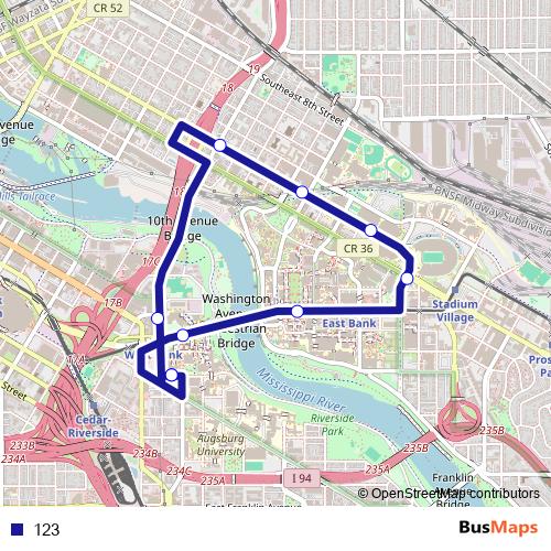 123 bus Line Map