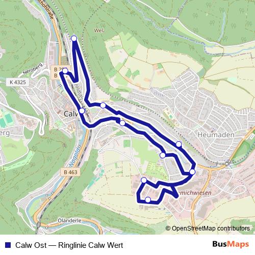 Calw Ost bus Line Map