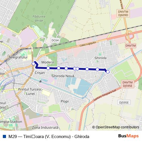 M29 bus Line Map