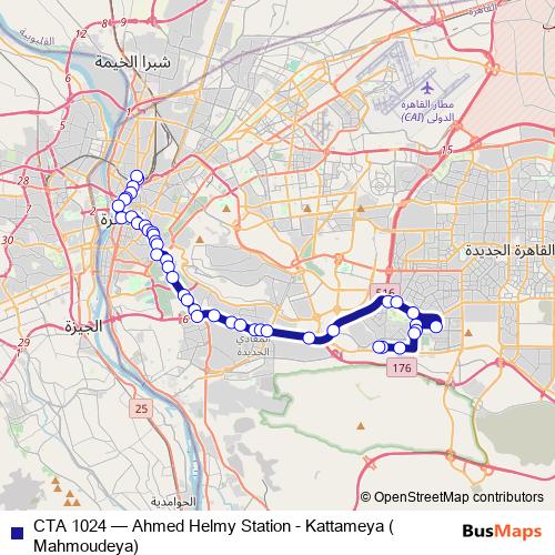 CTA 1024 bus Line Map