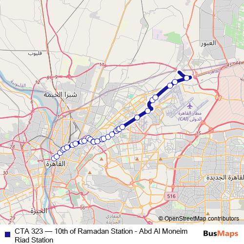 CTA 323 bus Line Map