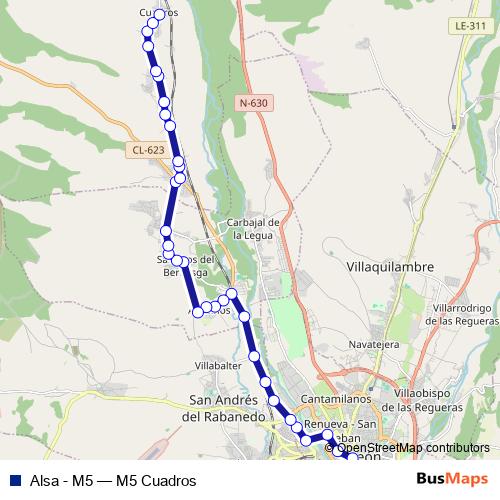 Alsa - M5 bus Line Map