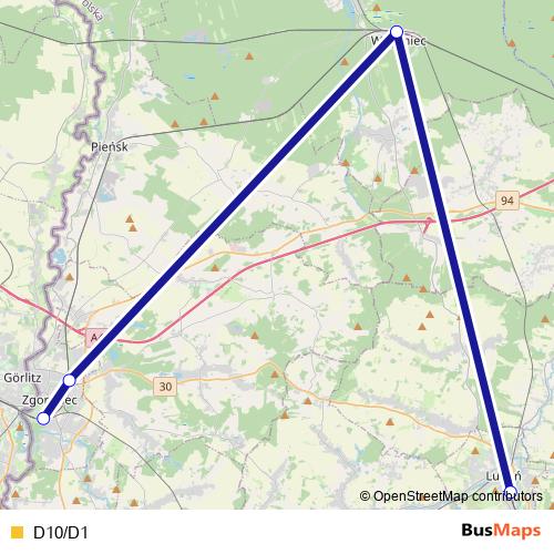 D10/D1 rail Line Map