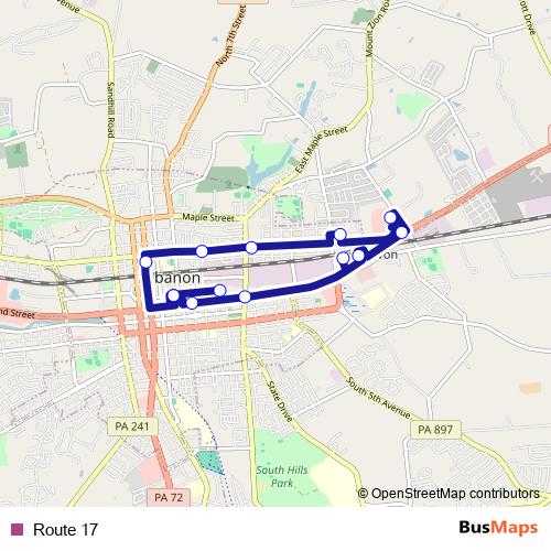 Route 17 bus Line Map