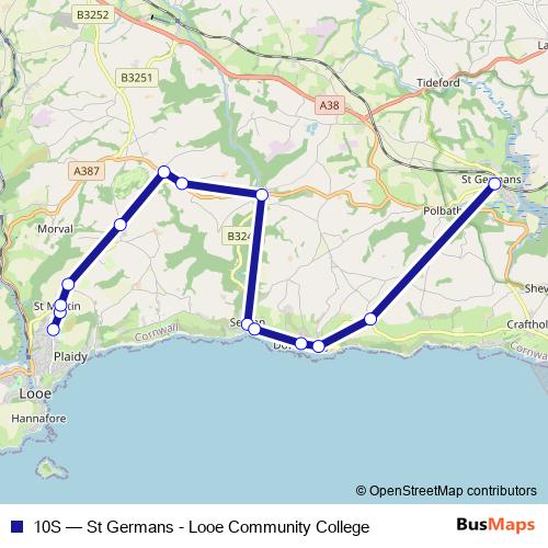 10S bus Line Map