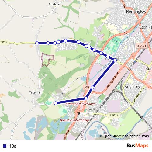 10s bus Line Map
