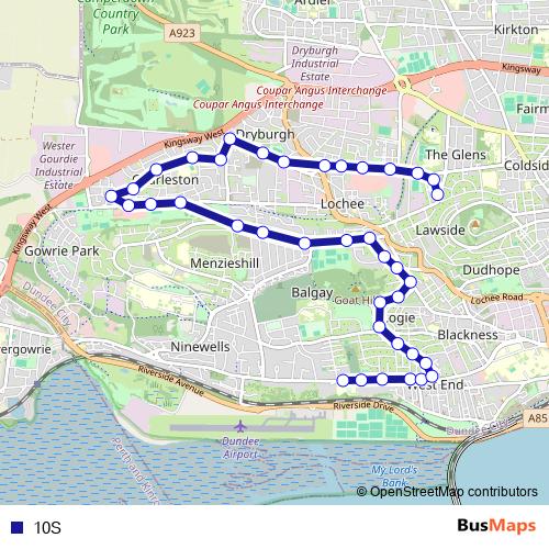 10S bus Line Map