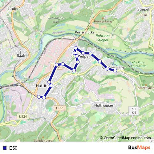 E50 bus Line Map